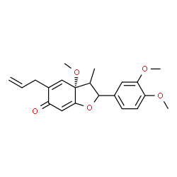 ChemSpider 2D Image | (3aR)-5-Allyl-2-(3,4-dimethoxyphenyl)-3a-methoxy-3-methyl-3,3a-dihydro-1-benzofuran-6(2H)-one | C21H24O5