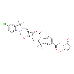 ChemSpider 2D Image | (4E)-4-[(5-Chloro-1,3,3-trimethyl-3H-indolium-2-yl)methylene]-2-[(Z)-(1-ethyl-5-{[(5-hydroxy-2-oxo-2,3-dihydro-1H-pyrrol-1-yl)oxy]carbonyl}-3,3-dimethyl-1,3-dihydro-2H-indol-2-ylidene)methyl]-3-oxo-1-
cyclobuten-1-olate | C34H32ClN3O6