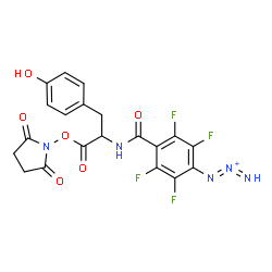ChemSpider 2D Image | 2,5-Dioxo-1-pyrrolidinyl N-[2,3,5,6-tetrafluoro-4-(1,2-triazadien-2-ium-1-yl)benzoyl]tyrosinate | C20H14F4N5O6
