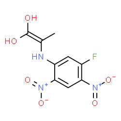ChemSpider 2D Image | 2-[(5-Fluoro-2,4-dinitrophenyl)amino]-1-propene-1,1-diol | C9H8FN3O6