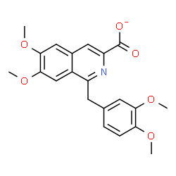 ChemSpider 2D Image | 1-(3,4-Dimethoxybenzyl)-6,7-dimethoxy-3-isoquinolinecarboxylate | C21H20NO6