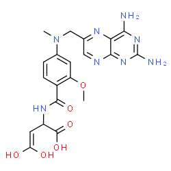 ChemSpider 2D Image | 2-[(4-{[(2,4-Diamino-6-pteridinyl)methyl](methyl)amino}-2-methoxybenzoyl)amino]-4,4-dihydroxy-3-butenoic acid | C20H22N8O6