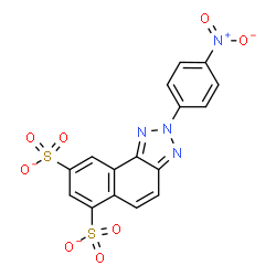 ChemSpider 2D Image | 2-(4-Nitrophenyl)-2H-naphtho[1,2-d][1,2,3]triazole-6,8-disulfonate | C16H8N4O8S2