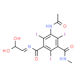 ChemSpider 2D Image | 5-Acetamido-N-[(1E)-2,2-dihydroxyethylidene]-2,4,6-triiodo-N'-methylisophthalamide | C13H12I3N3O5