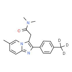 ChemSpider 2D Image | N,N-Dimethyl-2-{6-methyl-2-[4-(~2~H_3_)methylphenyl]imidazo[1,2-a]pyridin-3-yl}acetamide | C19H18D3N3O