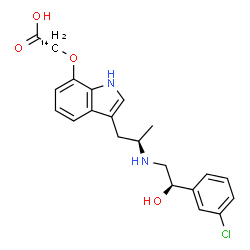ChemSpider 2D Image | ({3-[(2R)-2-{[(2R)-2-(3-Chlorophenyl)-2-hydroxyethyl]amino}propyl]-1H-indol-7-yl}oxy)(2-~14~C)acetic acid | C2014CH23ClN2O4