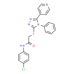 ChemSpider 2D Image | N-(4-Chlorophenyl)-2-[[4-phenyl-5-(4-pyridinyl)-4H-1,2,4-triazol-3-yl]thio]acetamide | C21H16ClN5OS
