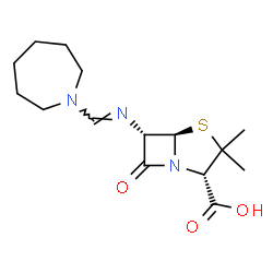 ChemSpider 2D Image | (2S,5R,6S)-6-[(E)-(1-Azepanylmethylene)amino]-3,3-dimethyl-7-oxo-4-thia-1-azabicyclo[3.2.0]heptane-2-carboxylic acid | C15H23N3O3S