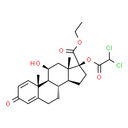 ChemSpider 2D Image | Ethyl (11beta,17beta)-17-(2,2-dichloroacetoxy)-11-hydroxy-3-oxoandrosta-1,4-diene-17-carboxylate | C24H30Cl2O6
