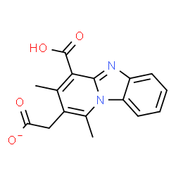 ChemSpider 2D Image | (4-Carboxy-1,3-dimethylpyrido[1,2-a]benzimidazol-2-yl)acetate | C16H13N2O4