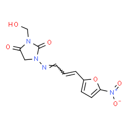 ChemSpider 2D Image | 3-(Hydroxymethyl)-1-{(E)-[(2E)-3-(5-nitro-2-furyl)-2-propen-1-ylidene]amino}-2,4-imidazolidinedione | C11H10N4O6