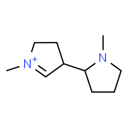 ChemSpider 2D Image | 1-Methyl-4-(1-methyl-2-pyrrolidinyl)-3,4-dihydro-2H-pyrrolium | C10H19N2
