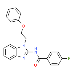 ChemSpider 2D Image | 4-Fluoro-N-[1-(2-phenoxyethyl)-1H-benzimidazol-2-yl]benzamide | C22H18FN3O2