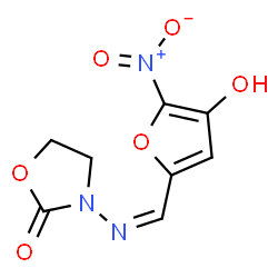 ChemSpider 2D Image | 3-{(Z)-[(4-Hydroxy-5-nitro-2-furyl)methylene]amino}-1,3-oxazolidin-2-one | C8H7N3O6