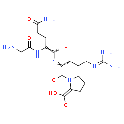 ChemSpider 2D Image | (4E)-5-[(E)-{5-[(Diaminomethylene)amino]-1-[2-(dihydroxymethylene)-1-pyrrolidinyl]-1-hydroxy-2-pentanylidene}amino]-4-(glycylamino)-5-hydroxy-4-pentenamide | C18H32N8O6