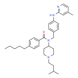 ChemSpider 2D Image | N-[1-(3-Methylbutyl)-4-piperidinyl]-N-{4-[(4-methyl-2-pyridinyl)amino]benzyl}-4-pentylbenzamide | C35H48N4O
