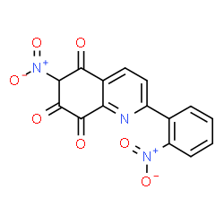 ChemSpider 2D Image | 6-Nitro-2-(2-nitrophenyl)-5,7,8(6H)-quinolinetrione | C15H7N3O7