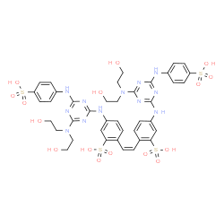 ChemSpider 2D Image | 2,2'-[(Z)-1,2-Ethenediyl]bis[5-({4-[bis(2-hydroxyethyl)amino]-6-[(4-sulfophenyl)amino]-1,3,5-triazin-2-yl}amino)benzenesulfonic acid] | C40H44N12O16S4