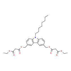ChemSpider 2D Image | 3,3'-Diethyl 1,1'-[(9-octyl-9H-carbazole-3,6-diyl)bis(methylene)] dimalonate | C32H41NO8
