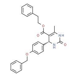 ChemSpider 2D Image | 2-Phenylethyl (4R)-4-[4-(benzyloxy)phenyl]-6-methyl-2-oxo-1,2,3,4-tetrahydro-5-pyrimidinecarboxylate | C27H26N2O4