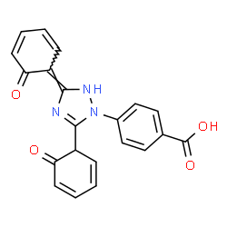 ChemSpider 2D Image | 4-[(3E)-5-(6-Oxo-2,4-cyclohexadien-1-yl)-3-(6-oxo-2,4-cyclohexadien-1-ylidene)-2,3-dihydro-1H-1,2,4-triazol-1-yl]benzoic acid | C21H15N3O4