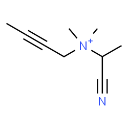 ChemSpider 2D Image | N-(1-Cyanoethyl)-N,N-dimethyl-2-butyn-1-aminium | C9H15N2