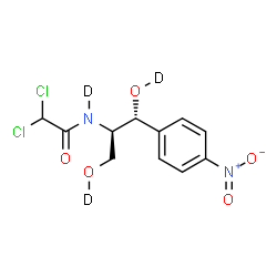 ChemSpider 2D Image | N-[(1R,2R)-1,3-Bis[(~2~H)hydroxy]-1-(4-nitrophenyl)-2-propanyl]-2,2-dichloro(N-~2~H)acetamide | C11H9D3Cl2N2O5