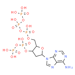 ChemSpider 2D Image | 9-{2-Deoxy-5-O-(hydroxy{[hydroxy(phosphonooxy)phosphoryl]oxy}phosphoryl)-3-O-[hydroxy(phosphonooxy)phosphoryl]pentofuranosyl}-9H-purin-6-amine | C10H18N5O18P5