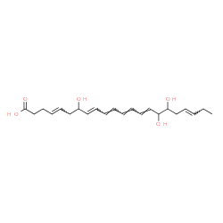ChemSpider 2D Image | (4E,8E,10E,12E,14E,19E)-7,16,17-Trihydroxy-4,8,10,12,14,19-docosahexaenoic acid | C22H32O5