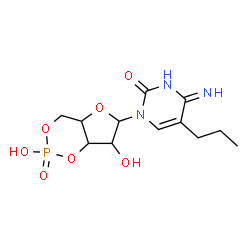 ChemSpider 2D Image | 1-(2,7-Dihydroxy-2-oxidotetrahydro-4H-furo[3,2-d][1,3,2]dioxaphosphinin-6-yl)-4-imino-5-propyl-3,4-dihydro-2(1H)-pyrimidinone | C12H18N3O7P