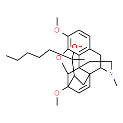 ChemSpider 2D Image | 2-(3,6-Dimethoxy-17-methyl-7,8-didehydro-18,19-dihydro-4,5-epoxy-6,14-ethenomorphinan-18-yl)-2-heptanol | C28H39NO4