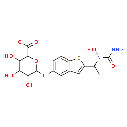 ChemSpider 2D Image | 2-{1-[Carbamoyl(hydroxy)amino]ethyl}-1-benzothiophen-5-yl hexopyranosiduronic acid | C17H20N2O9S