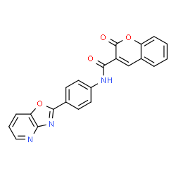 ChemSpider 2D Image | N-[4-([1,3]Oxazolo[4,5-b]pyridin-2-yl)phenyl]-2-oxo-2H-chromene-3-carboxamide | C22H13N3O4