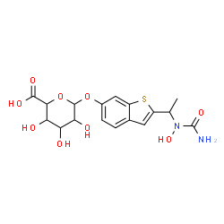 ChemSpider 2D Image | 2-{1-[Carbamoyl(hydroxy)amino]ethyl}-1-benzothiophen-6-yl hexopyranosiduronic acid | C17H20N2O9S