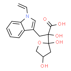 ChemSpider 2D Image | 4-Deoxy-2-C-[(1-vinyl-1H-indol-3-yl)methyl]hex-3-ulofuranosonic acid | C17H19NO6