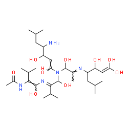 ChemSpider 2D Image | N-[(1Z)-1-{(E)-[1-([(1Z)-4-Amino-1,3-dihydroxy-6-methyl-1-hepten-1-yl]{(2E)-1-hydroxy-2-[(1,1,3-trihydroxy-6-methyl-1-hepten-4-yl)imino]propyl}amino)-1-hydroxy-3-methyl-2-butanylidene]amino}-1-hydroxy
-3-methyl-1-buten-2-yl]acetamide | C31H57N5O9