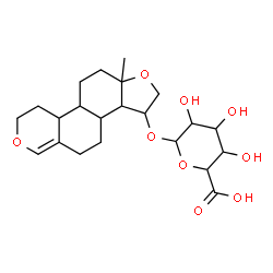 ChemSpider 2D Image | 11a-Methyl-2,3,3a,4,5,8,9,9a,9b,10,11,11a-dodecahydro-3bH-[1]benzofuro[5,4-f]isochromen-3-yl hexopyranosiduronic acid | C22H32O9