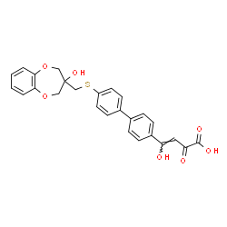 ChemSpider 2D Image | (3Z)-4-Hydroxy-4-(4'-{[(3-hydroxy-3,4-dihydro-2H-1,5-benzodioxepin-3-yl)methyl]sulfanyl}-4-biphenylyl)-2-oxo-3-butenoic acid | C26H22O7S