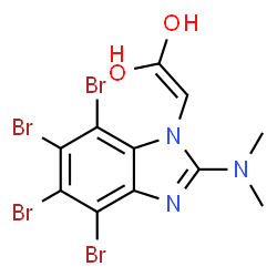 ChemSpider 2D Image | 2-[4,5,6,7-Tetrabromo-2-(dimethylamino)-1H-benzimidazol-1-yl]-1,1-ethenediol | C11H9Br4N3O2