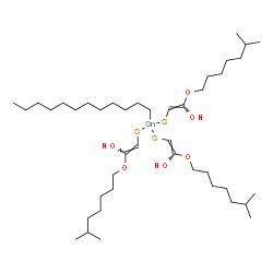 ChemSpider 2D Image | (9E,14E)-12-Dodecyl-12-({(E)-2-hydroxy-2-[(6-methylheptyl)oxy]vinyl}sulfanyl)-2,22-dimethyl-8,16-dioxa-11,13-dithia-12-stannatricosa-9,14-diene-9,15-diol | C42H82O6S3Sn