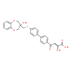 ChemSpider 2D Image | (2Z)-2-Hydroxy-4-(4'-{[(3-hydroxy-3,4-dihydro-2H-1,5-benzodioxepin-3-yl)methyl]sulfanyl}-4-biphenylyl)-4-oxo-2-butenoic acid | C26H22O7S