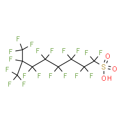 ChemSpider 2D Image | 1,1,2,2,3,3,4,4,5,5,6,6,7,8,8,8-Hexadecafluoro-7-(trifluoromethyl)-1-octanesulfonic acid | C9HF19O3S