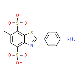 ChemSpider 2D Image | 2-(4-Aminophenyl)-6-methyl-4,7-benzothiazoledisulfonic acid | C14H12N2O6S3