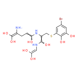 ChemSpider 2D Image | (4Z)-2-Amino-5-({(1E)-3-[(5-bromo-2,3-dihydroxyphenyl)sulfanyl]-1-[(2,2-dihydroxyvinyl)amino]-1-hydroxy-1-propen-2-yl}amino)-1,4-pentadiene-1,1,5-triol | C16H20BrN3O8S