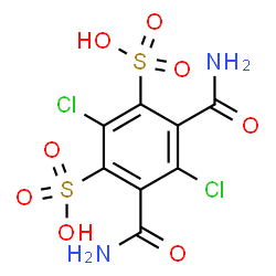 ChemSpider 2D Image | 4,6-Dicarbamoyl-2,5-dichloro-1,3-benzenedisulfonic acid | C8H6Cl2N2O8S2