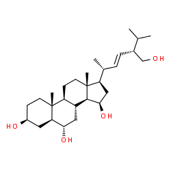 ChemSpider 2D Image | (3beta,5alpha,6alpha,15beta,22E)-Ergost-22-ene-3,6,15,28-tetrol | C28H48O4