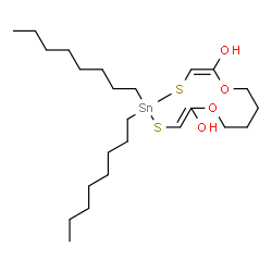 ChemSpider 2D Image | (2Z)-5,5-Dioctyl-1,9-dioxa-4,6-dithia-5-stannacyclotrideca-2,7-diene-2,8-diol | C24H46O4S2Sn