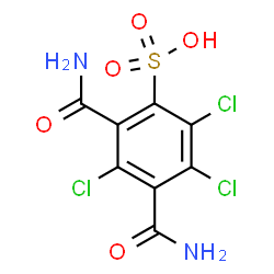 ChemSpider 2D Image | 2,4-Dicarbamoyl-3,5,6-trichlorobenzenesulfonic acid | C8H5Cl3N2O5S