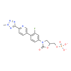ChemSpider 2D Image | (3-{3-Fluoro-4-[6-(2-methyl-2H-tetrazol-5-yl)-3-pyridinyl]phenyl}-2-oxo-1,3-oxazolidin-5-yl)methyl phosphate | C17H14FN6O6P
