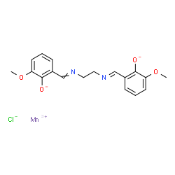 ChemSpider 2D Image | Manganese(3+) chloride 2,2'-{1,2-ethanediylbis[nitrilo(E)methylylidene]}bis(6-methoxyphenolate) (1:1:1) | C18H18ClMnN2O4